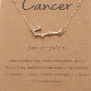 Cancer Zodiac Pendant Necklace Gold Plated Stainless Steel - Gold